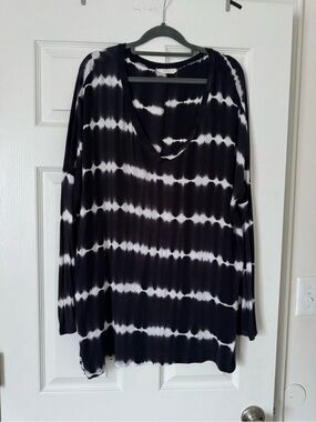 Cotton Tie-Dye V-Neck Long Sleeve tunic Sz L
